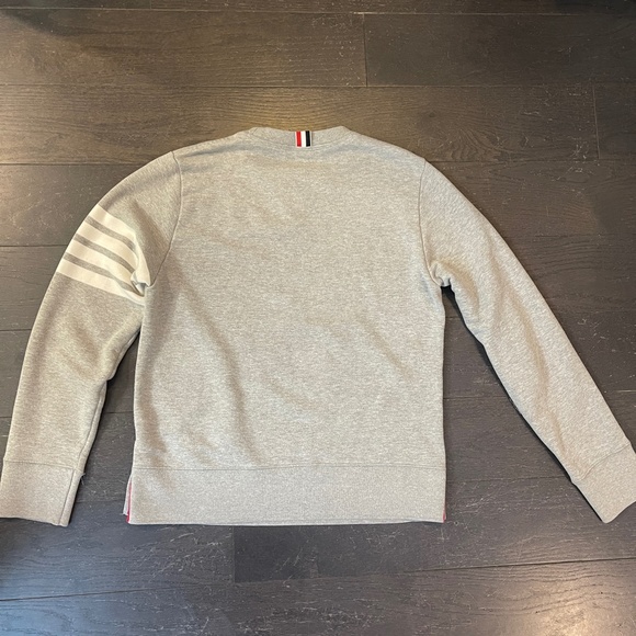 THOM BROWNE GREY COTTON STRIPED CREW NECK SWEATER SIZE 2 - Picture 13 of 15